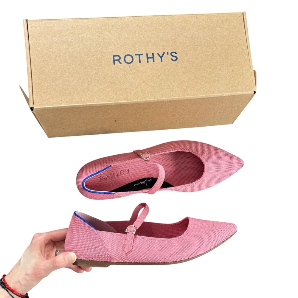 ROTHY'S Like New The Point Mary Jane II Flats / Shoes in Tulip Pink 7.5